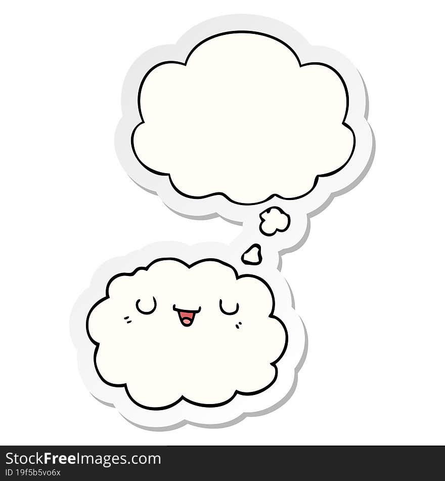 cartoon cloud and thought bubble as a printed sticker