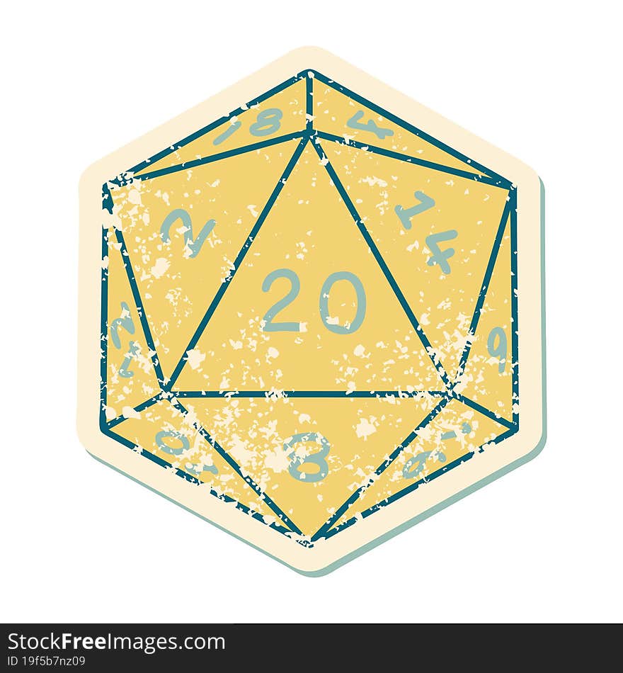 Natural 20 D20 Dice Roll Illustration