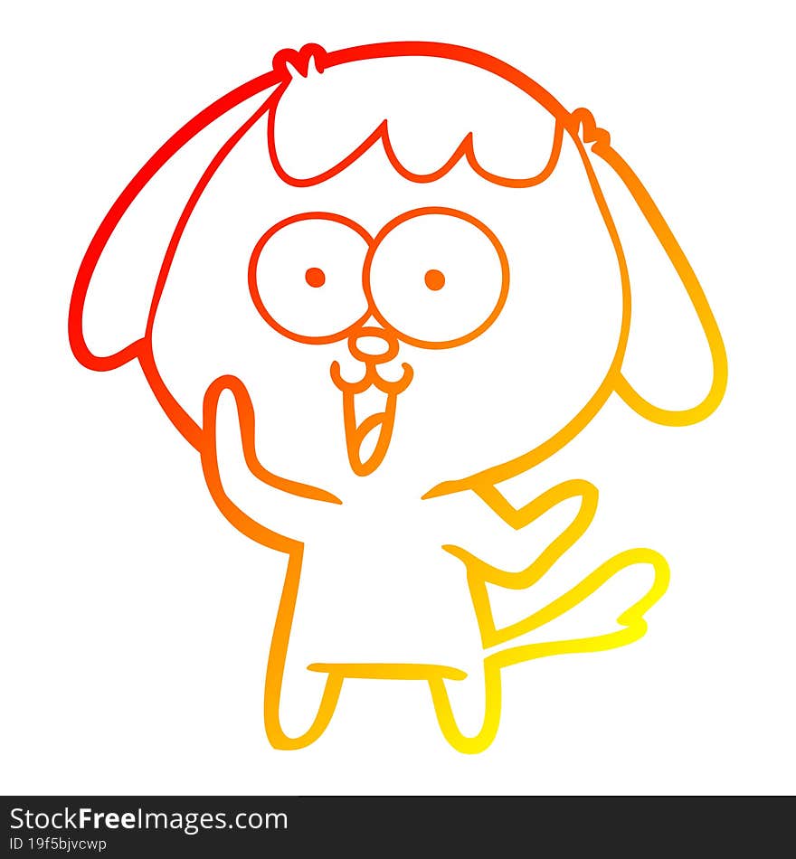 Warm Gradient Line Drawing Cute Cartoon Dog