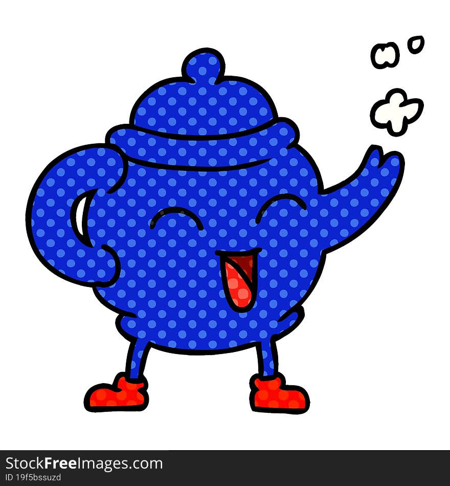 Cartoon Doodle Of A Blue Tea Pot