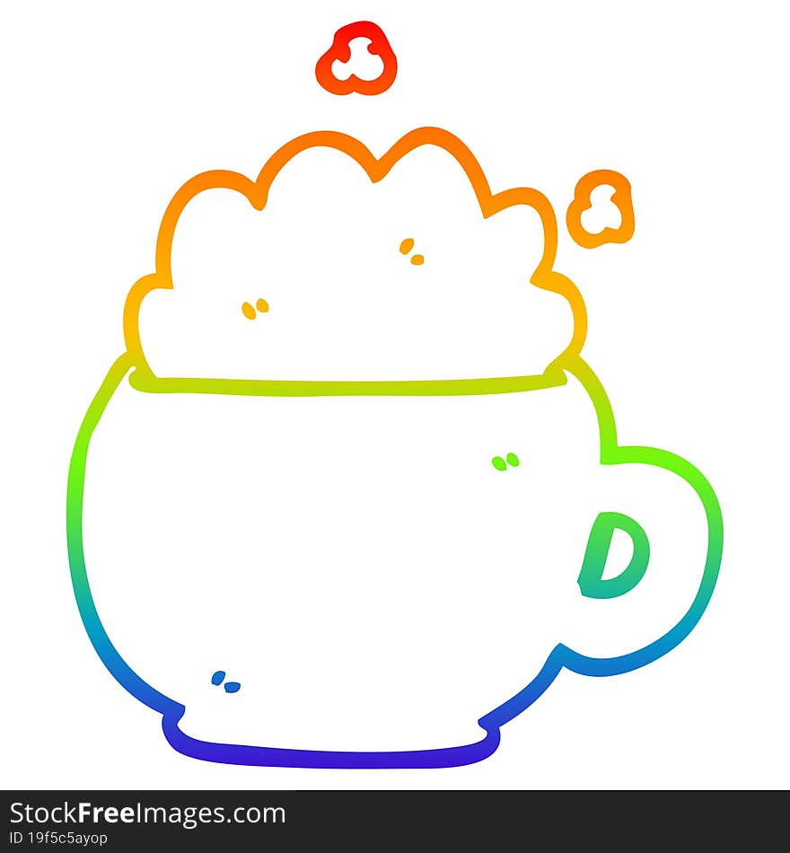 Rainbow Gradient Line Drawing Cartoon Frappacino