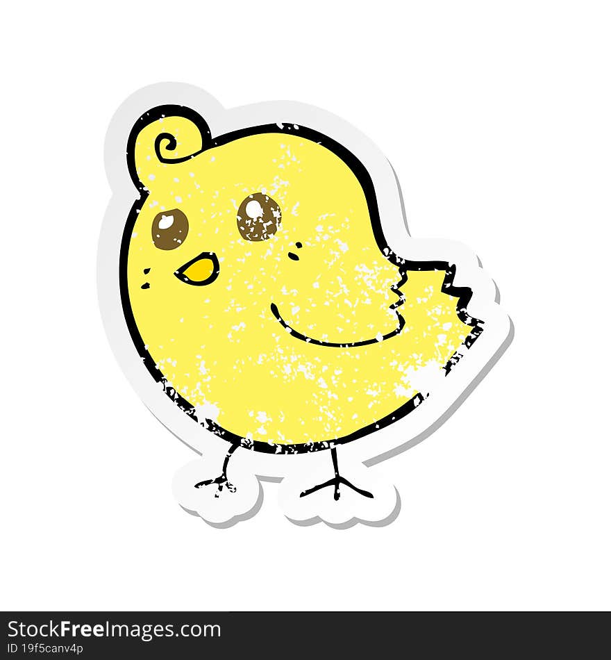 Retro Distressed Sticker Of A Cartoon Bird