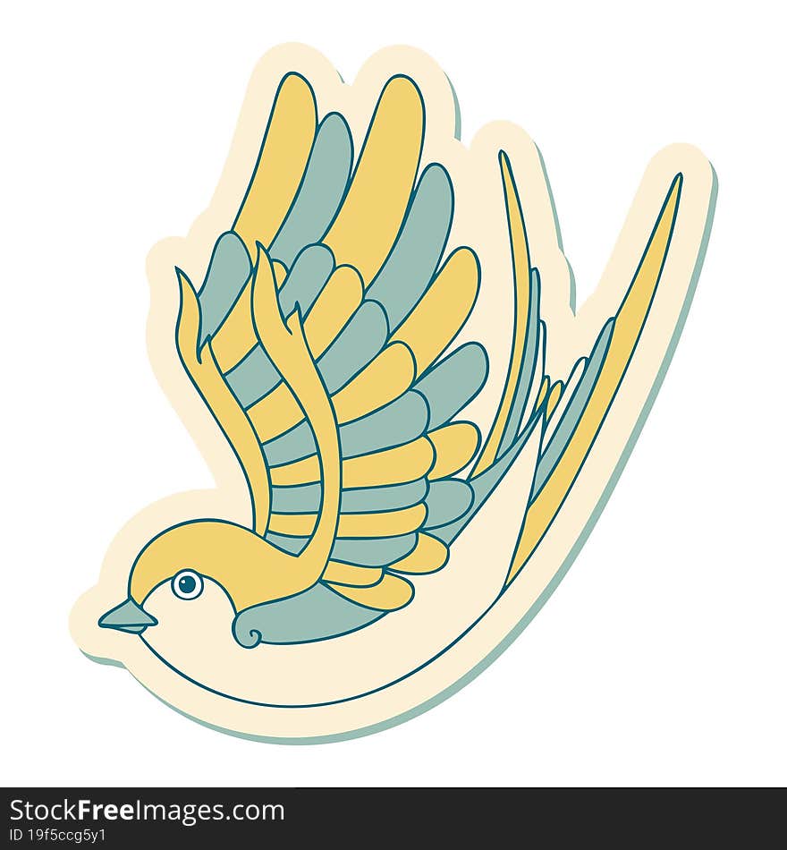 Tattoo Style Sticker Of A Swallow