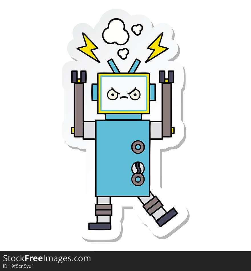 sticker of a cute cartoon robot