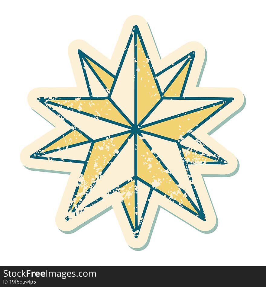 Distressed Sticker Tattoo Style Icon Of A Star