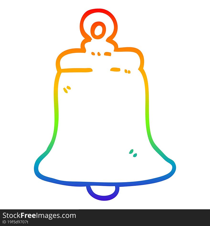 rainbow gradient line drawing cartoon ringing bell