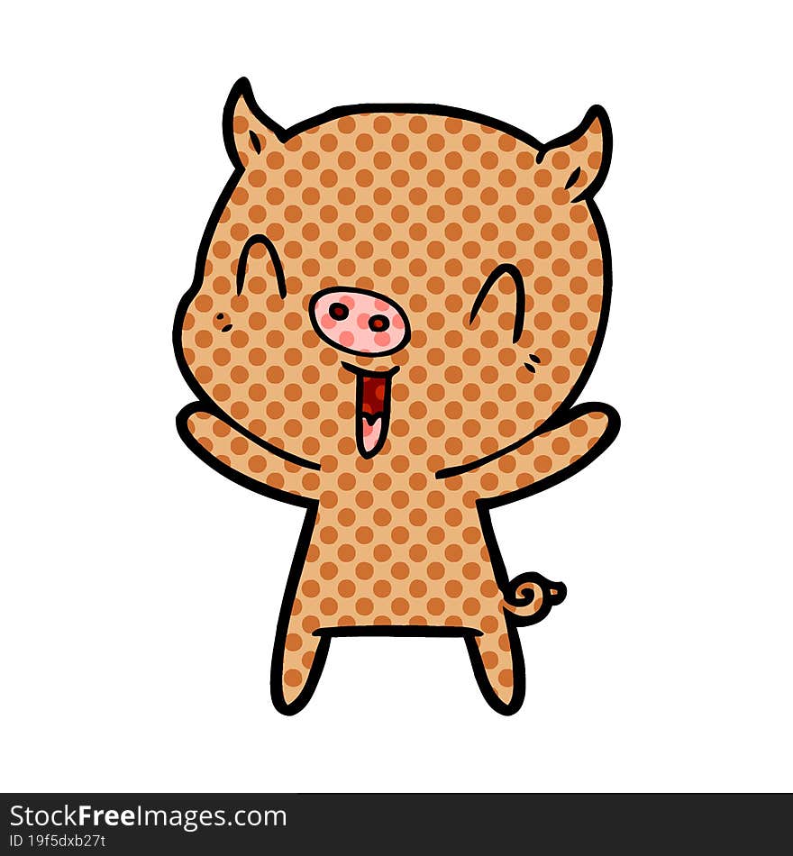 happy cartoon pig. happy cartoon pig