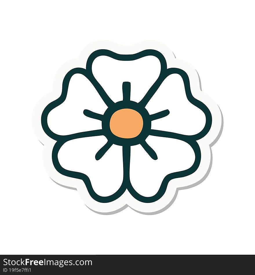 sticker of tattoo in traditional style of a flower. sticker of tattoo in traditional style of a flower