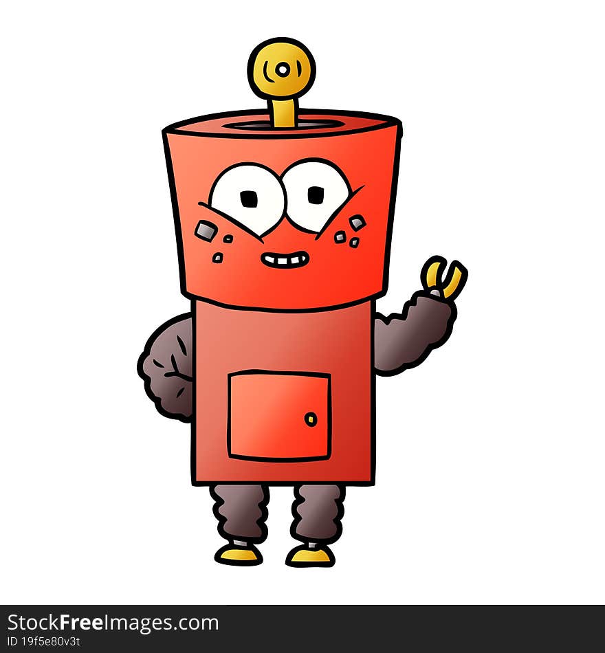 happy cartoon robot waving hello. happy cartoon robot waving hello