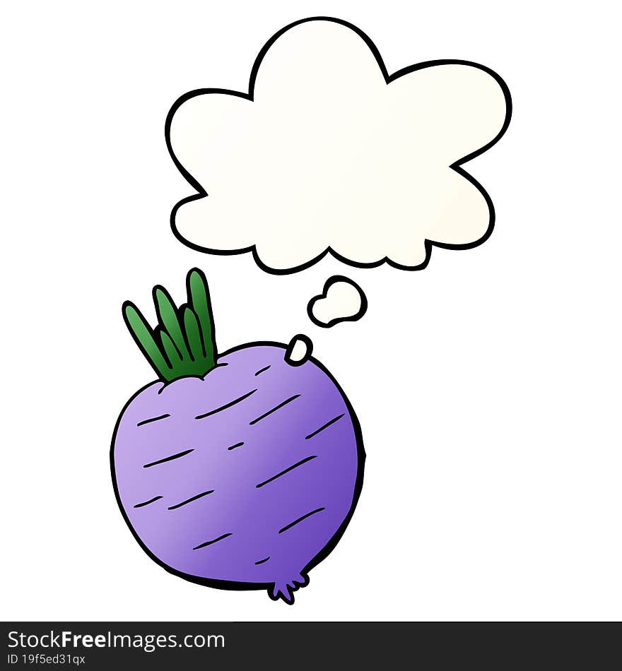 Cartoon Vegetable And Thought Bubble In Smooth Gradient Style