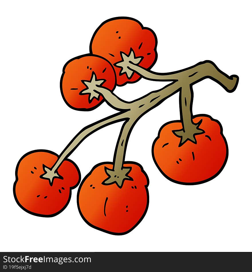 Cartoon Doodle Tomatoes On Vine