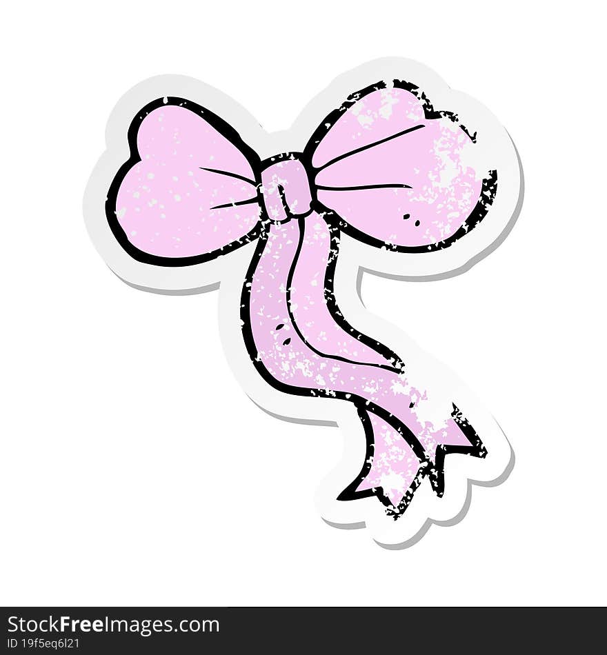 retro distressed sticker of a cartoon bow