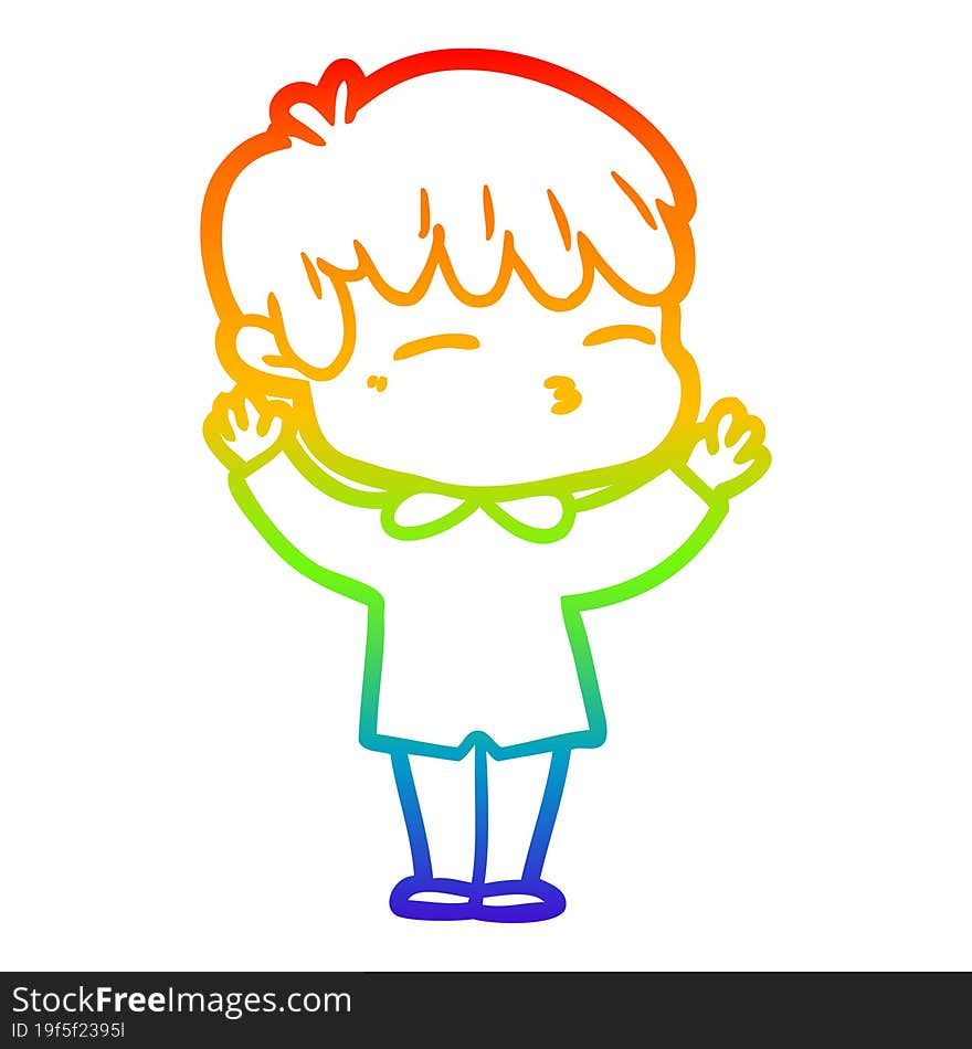 rainbow gradient line drawing cartoon curious boy