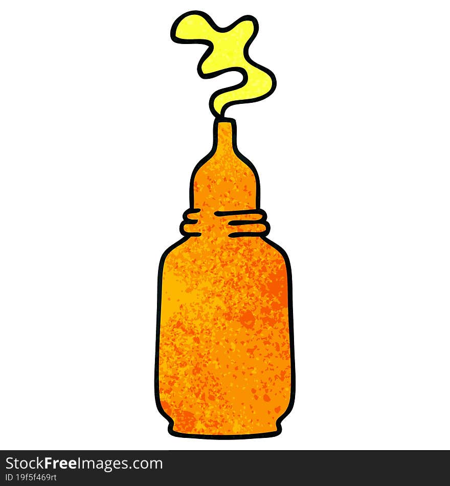 quirky hand drawn cartoon mustard bottle