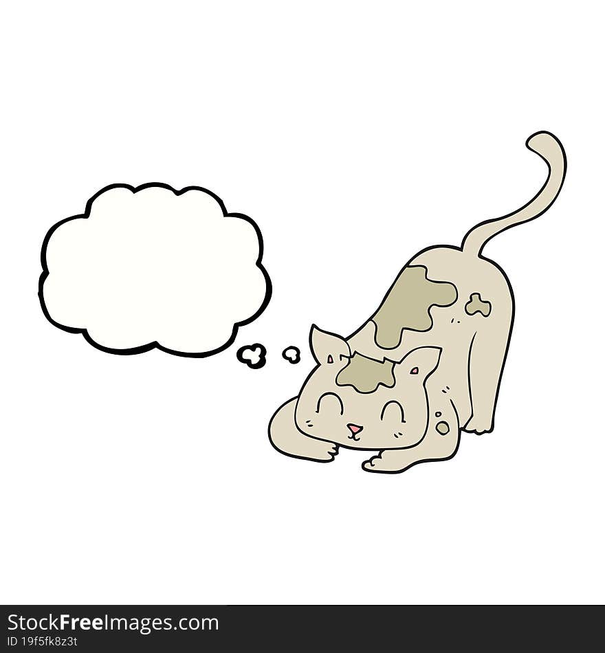 Thought Bubble Cartoon Cat Playing