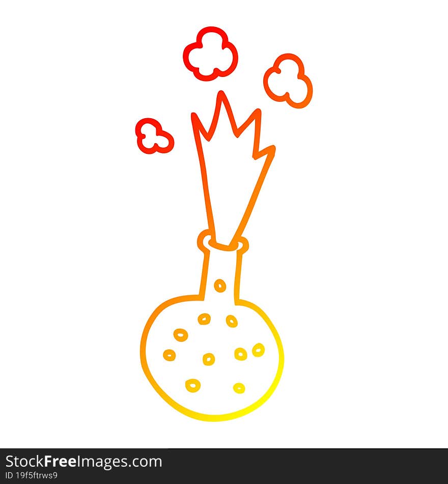 warm gradient line drawing cartoon chemical reaction