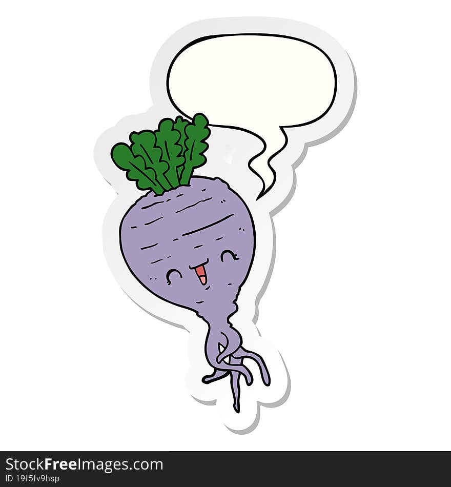 cartoon turnip and speech bubble sticker