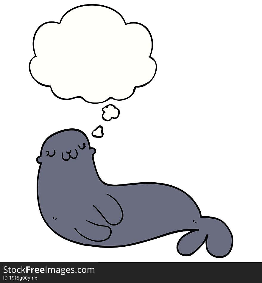 cute cartoon seal and thought bubble