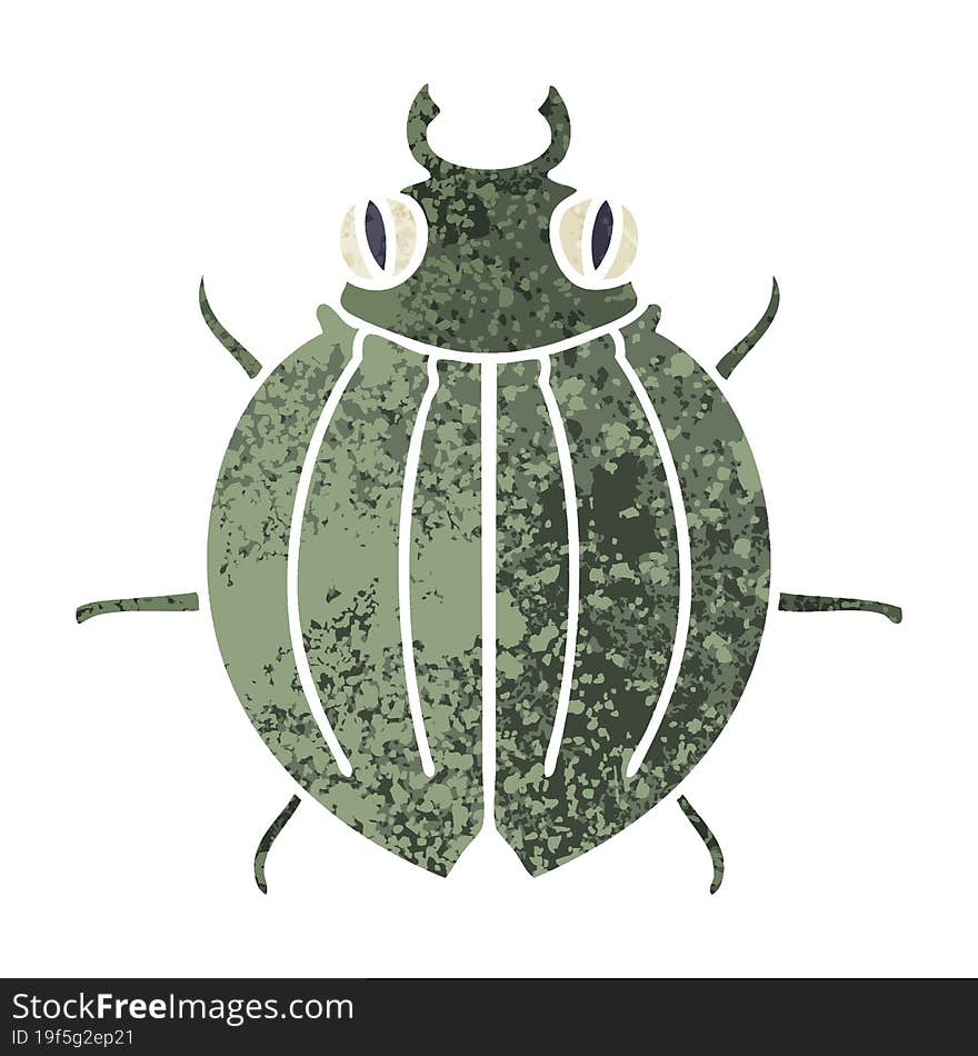 quirky retro illustration style cartoon beetle