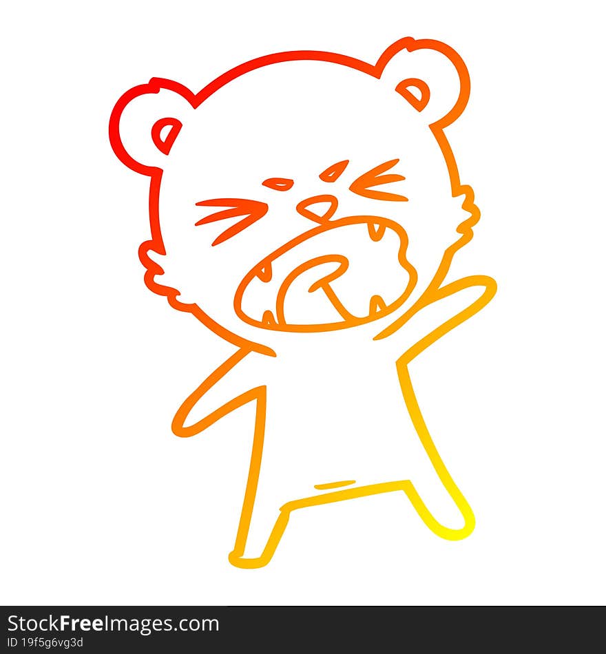 warm gradient line drawing angry cartoon polar bear