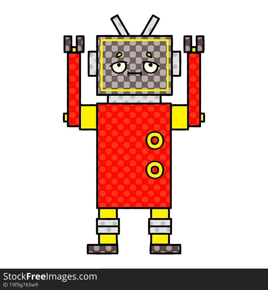 comic book style cartoon of a robot