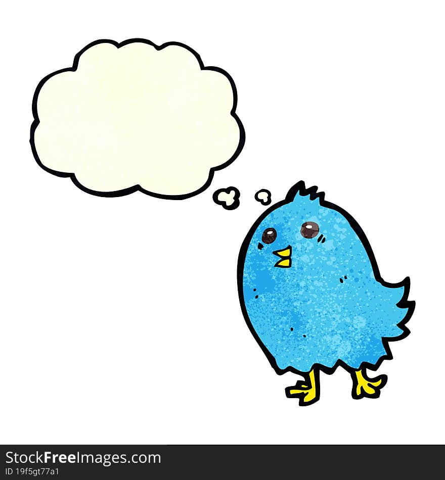 cartoon bluebird with thought bubble