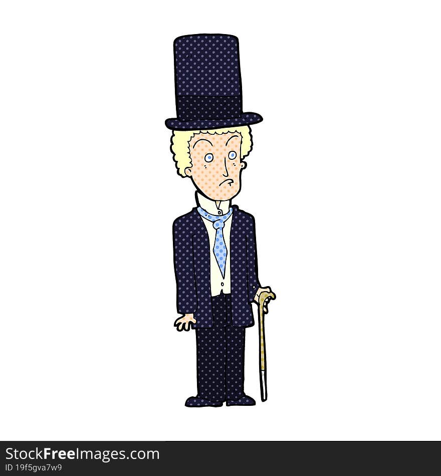 Cartoon Man Wearing Top Hat