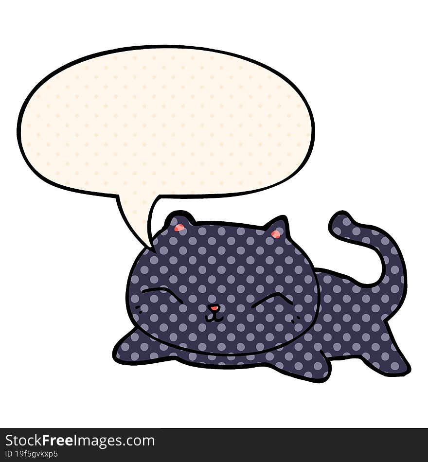 cartoon cat with speech bubble in comic book style