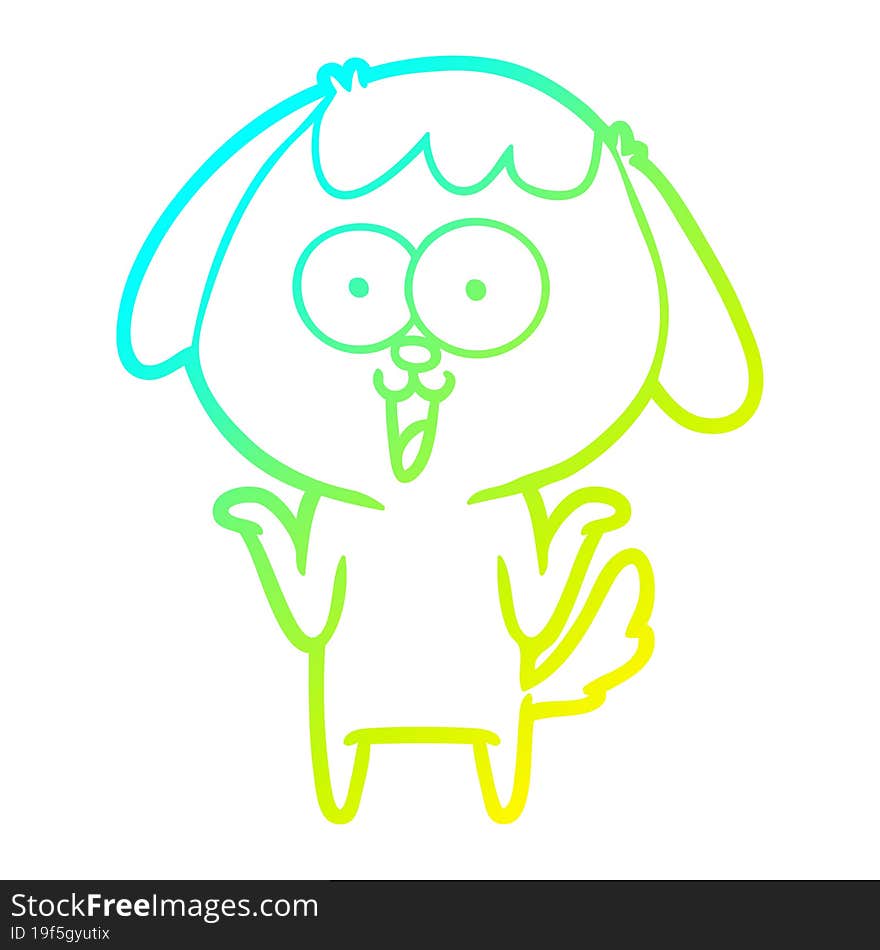 Cold Gradient Line Drawing Cute Cartoon Dog