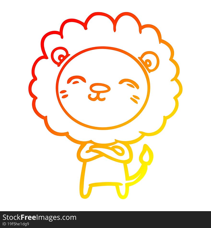 warm gradient line drawing cartoon lion