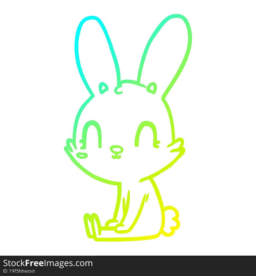 cold gradient line drawing cute cartoon rabbit sitting