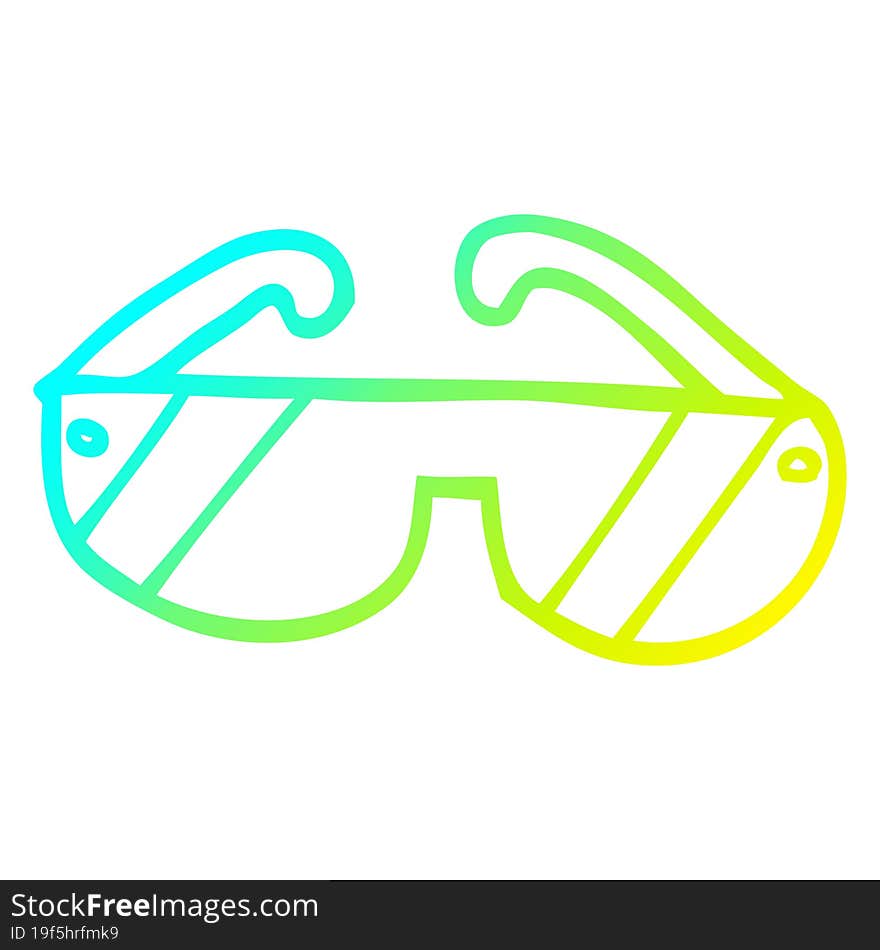 cold gradient line drawing cartoon safety glasses