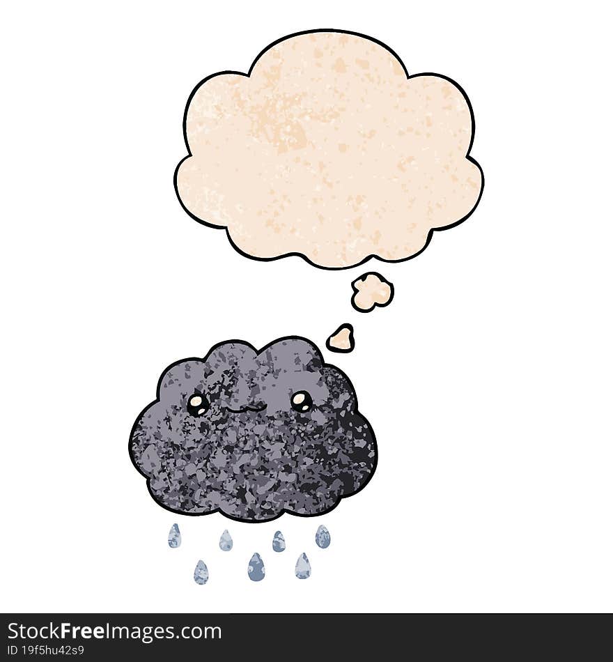 cartoon cloud and thought bubble in grunge texture pattern style