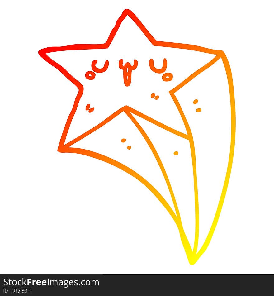 Warm Gradient Line Drawing Cartoon Shooting Star