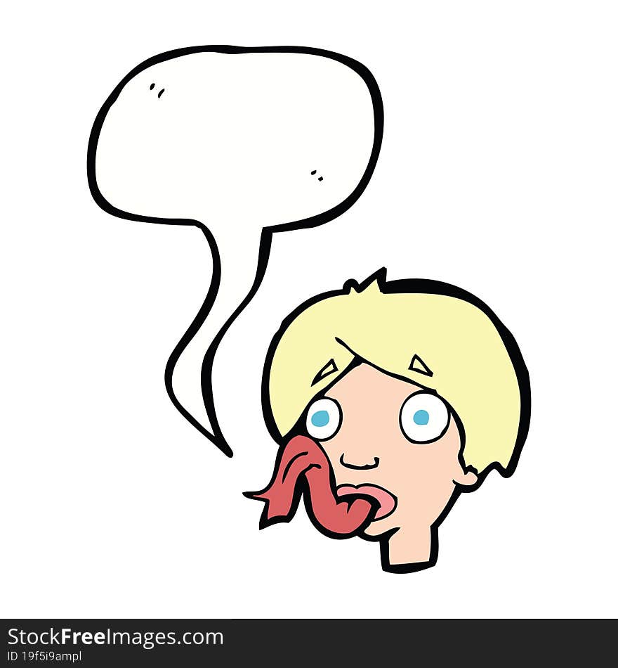 Cartoon Head Sticking Out Tongue With Speech Bubble