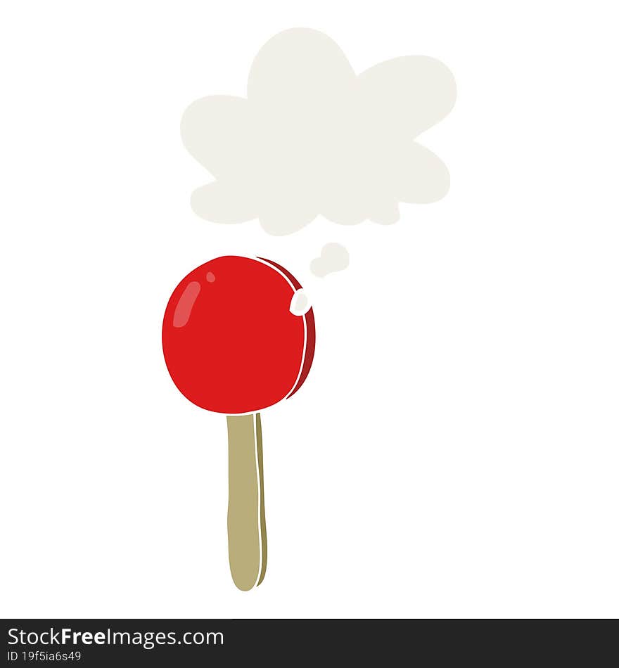 cartoon lollipop and thought bubble in retro style