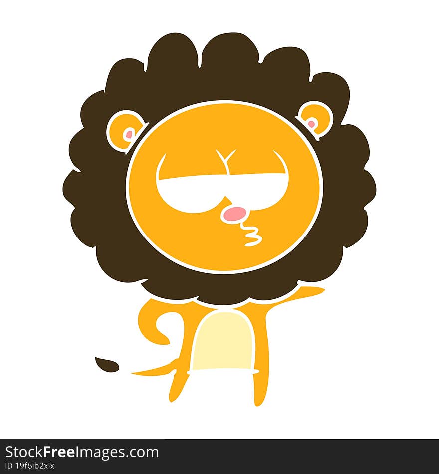 flat color style cartoon bored lion