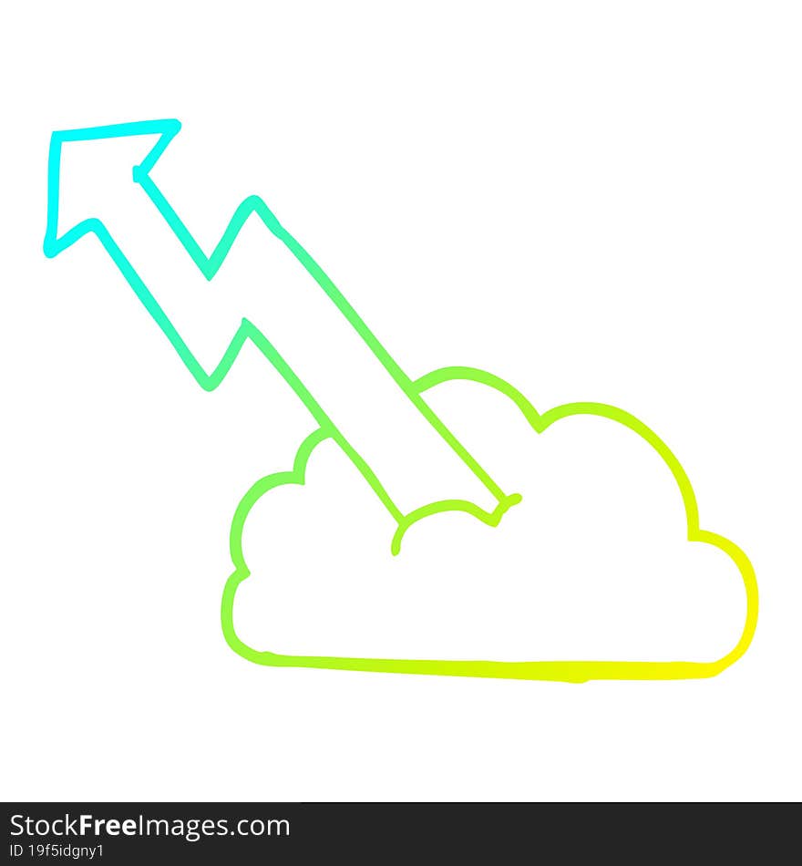 cold gradient line drawing cartoon rising arrow