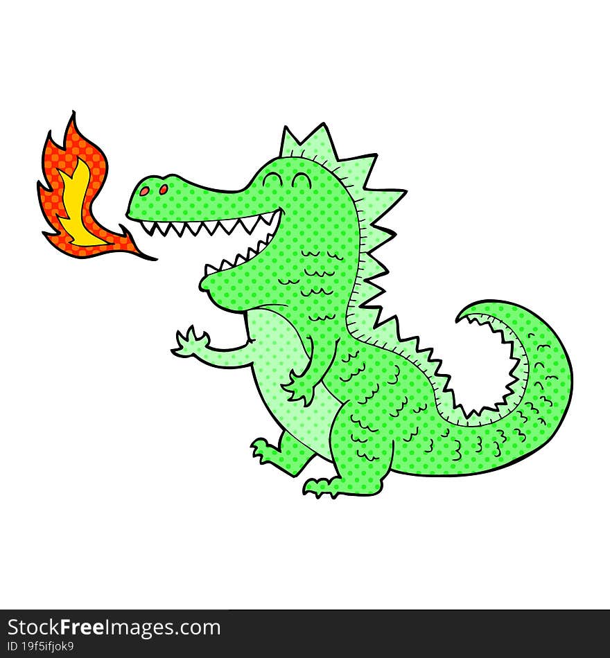 Cartoon Fire Breathing Dragon