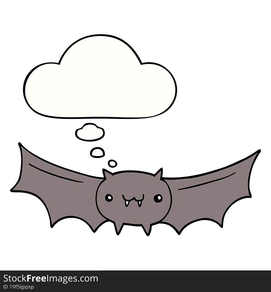 cartoon vampire bat and thought bubble