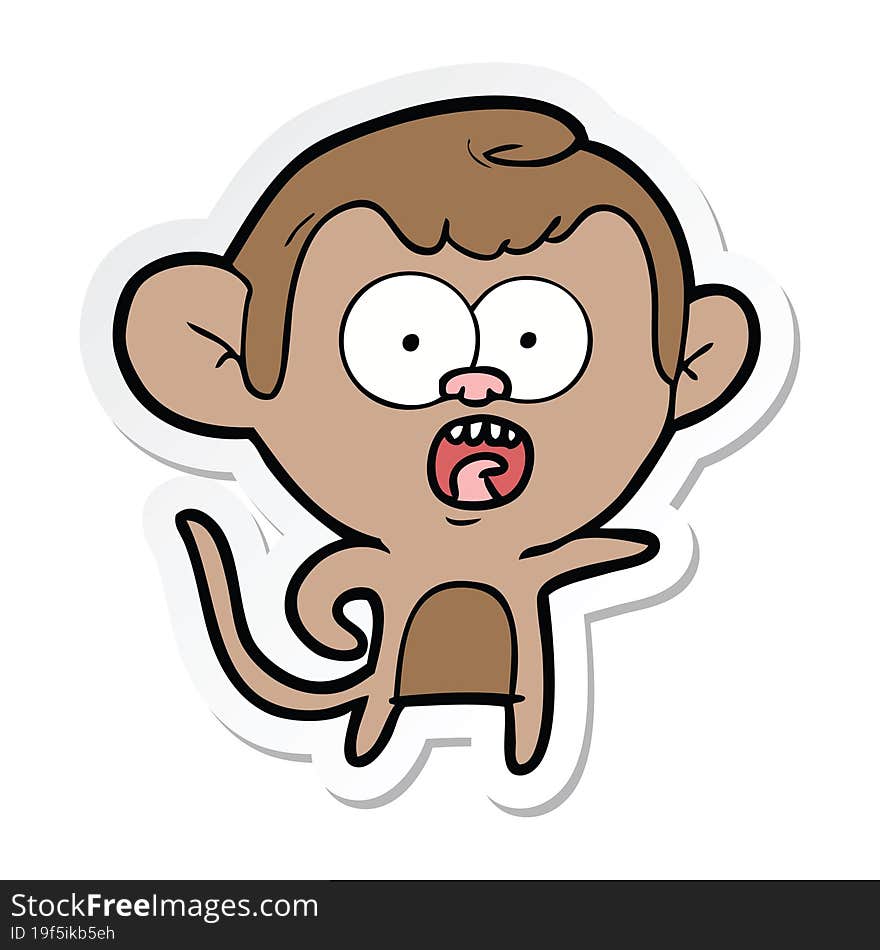 sticker of a cartoon shocked monkey