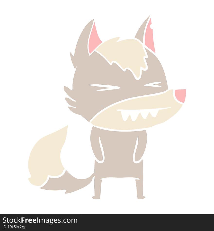 Angry Wolf Flat Color Style Cartoon