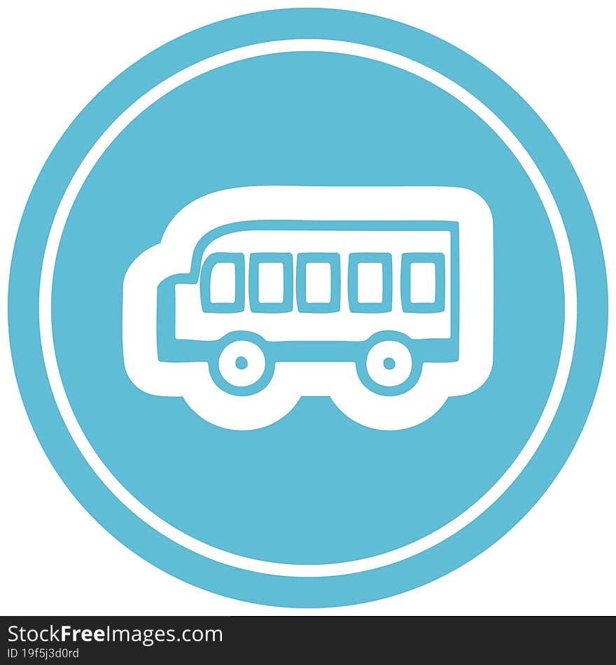 school bus circular icon symbol
