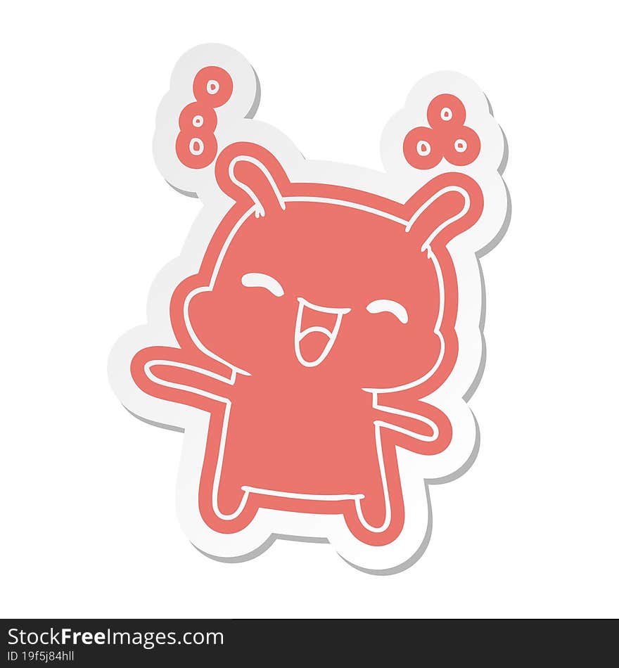 Cartoon Sticker Kawaii Cute Happy Alien