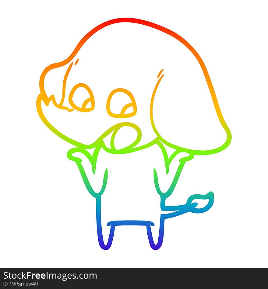 rainbow gradient line drawing cute cartoon elephant