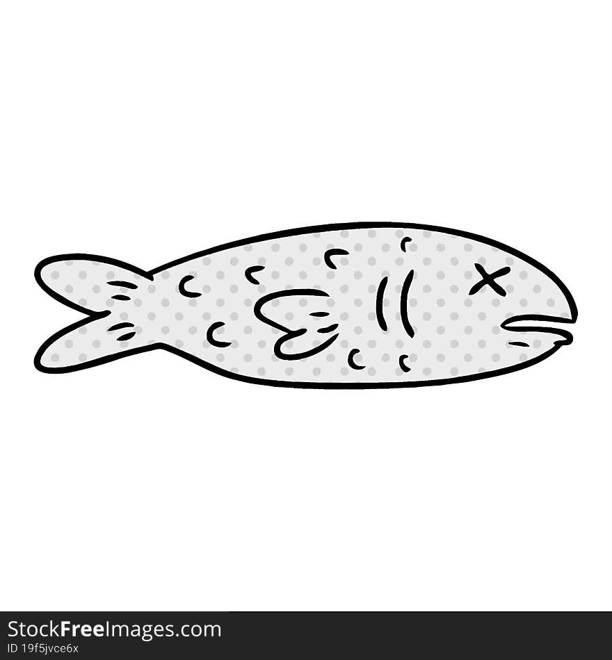 hand drawn cartoon doodle of a dead fish