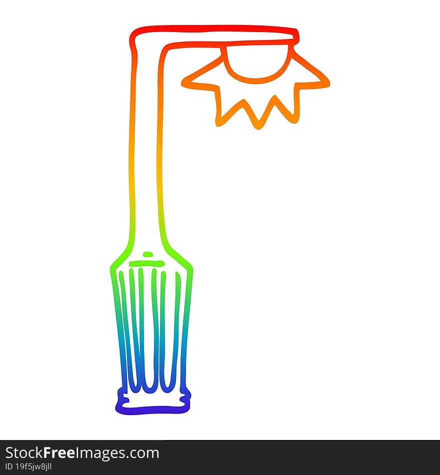 rainbow gradient line drawing cartoon lamp post