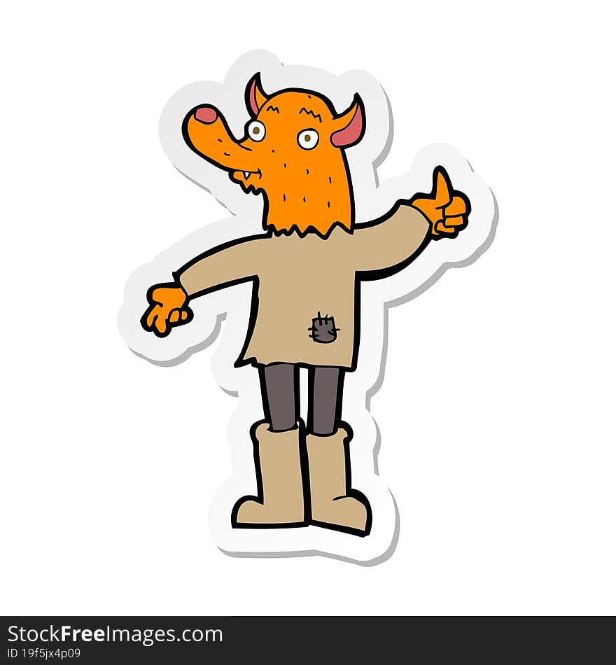 sticker of a cartoon fox man