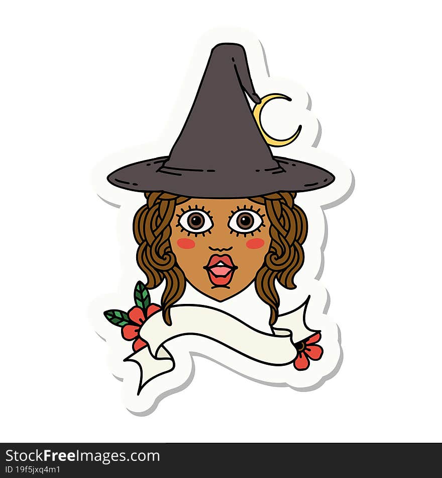 human witch character face sticker