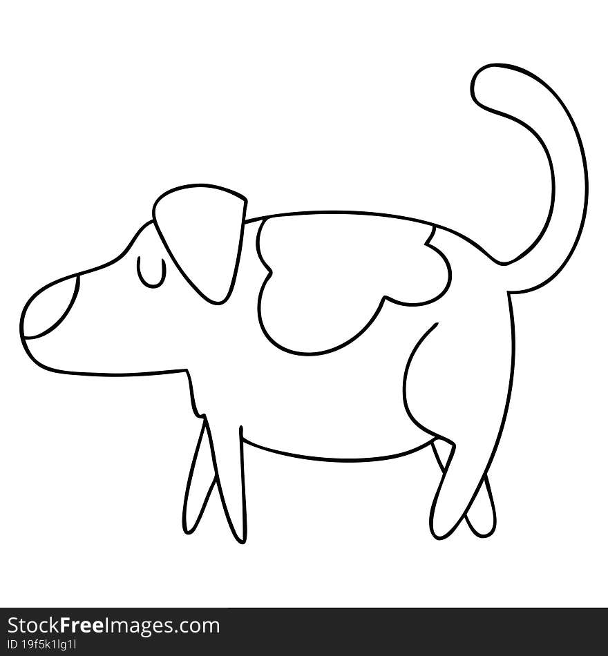 Quirky Line Drawing Cartoon Dog